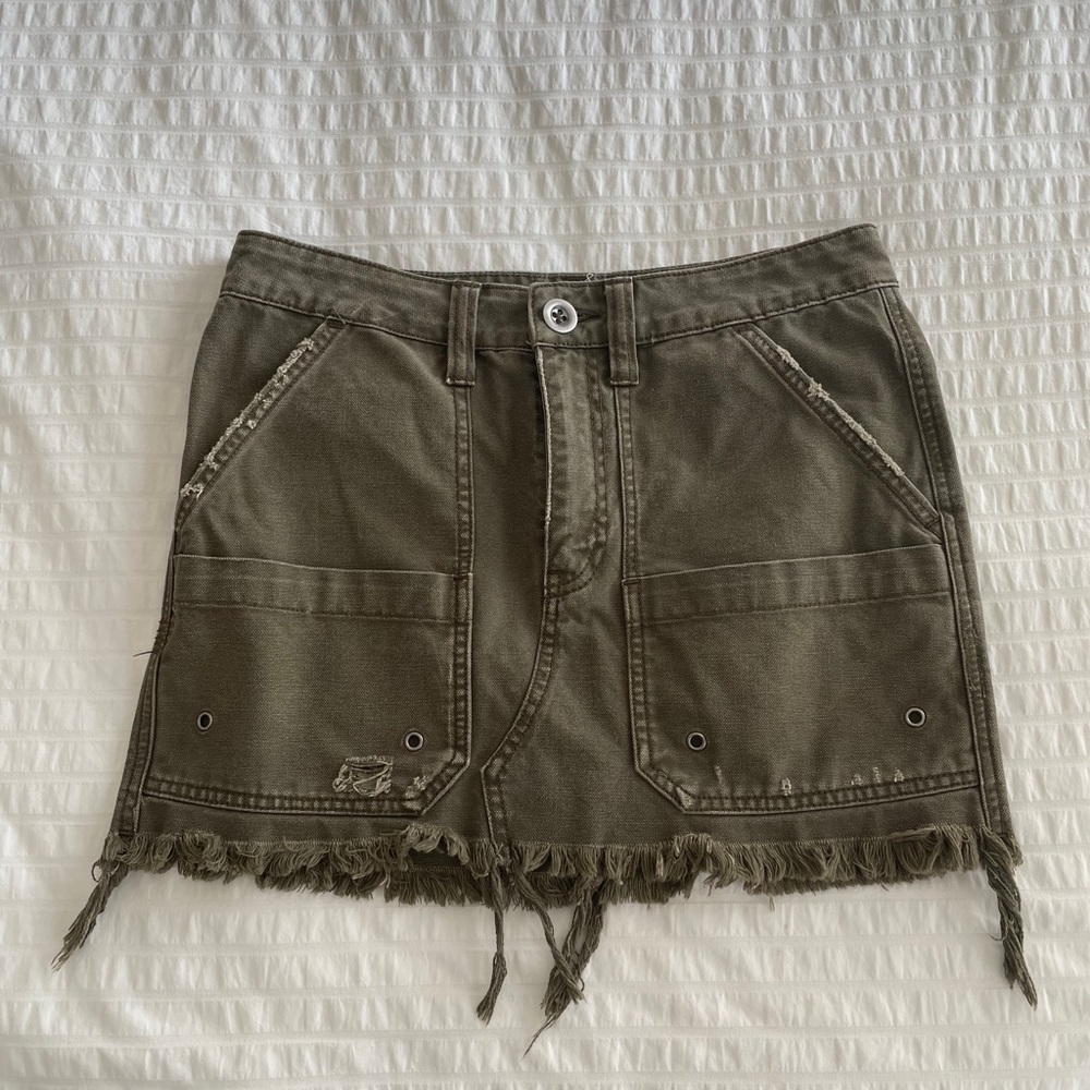 Free people army green cargo skirt